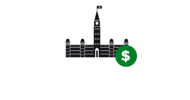 Icon of the Canadian Parliament building with money symbol representing the Canada Disability Benefit.
